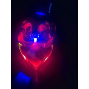 Vtg Signed 1996 Leo Ward Persimmon Glow Dbl Red Birds Art Glass Figurine Heart